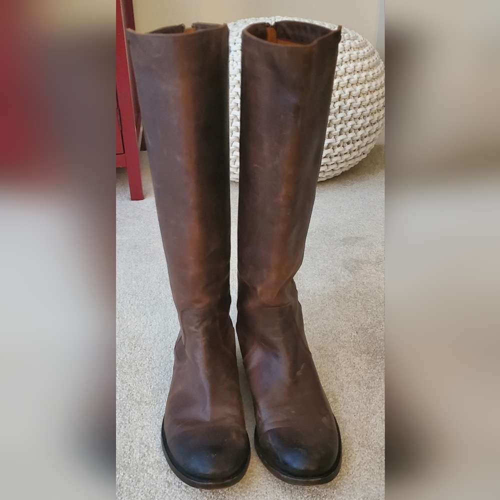 FRYE Womans Genuine Leather Riding Boots! Size 11 Back Zipper Ombre Toe